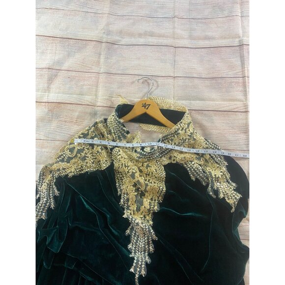 Unbranded Unisex Emerald Green Velvet Sequin Embroidered Cosplay Cape - OS - Picture 8 of 9
